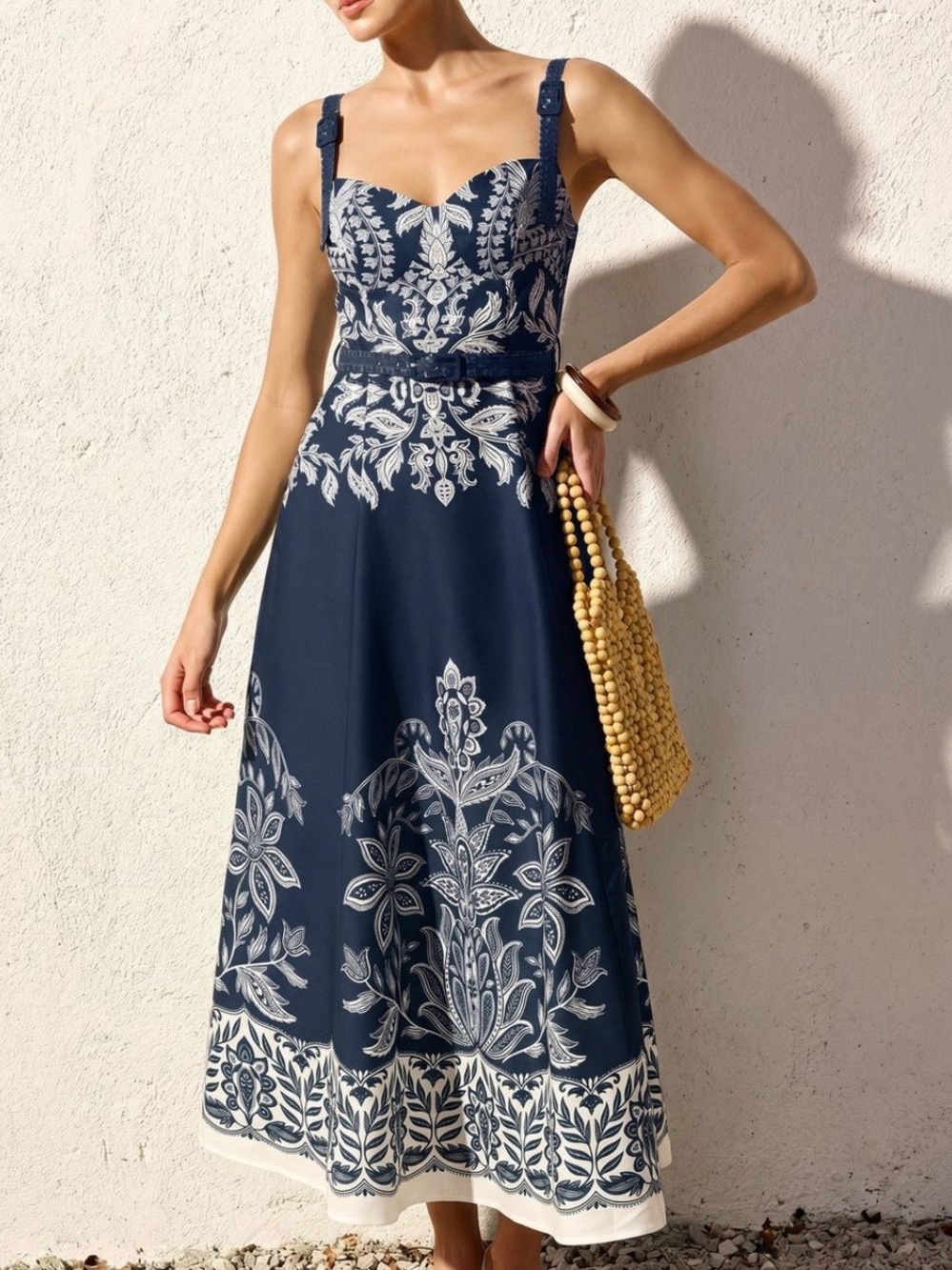 Commense Navy and White Floral Maxi Dress